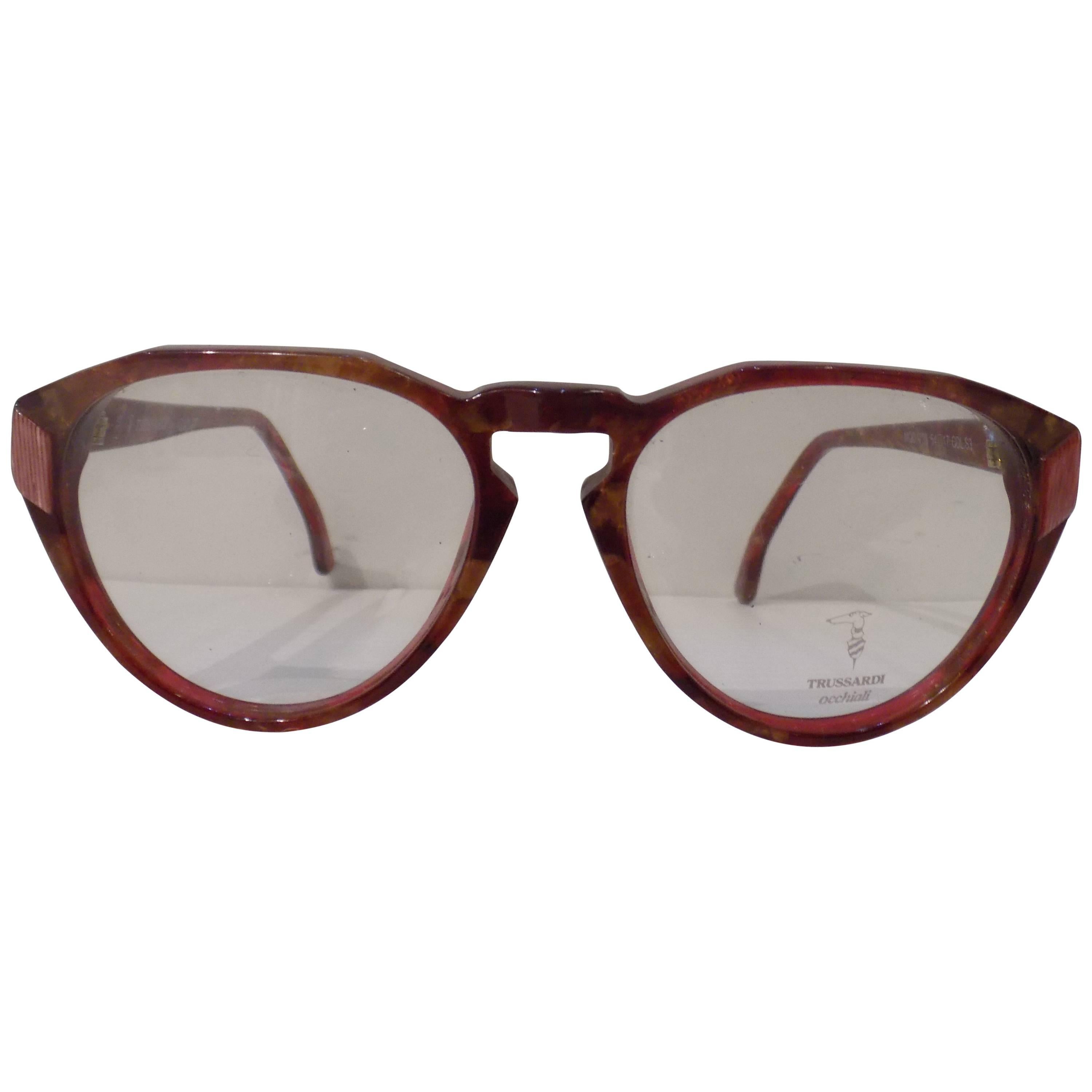 1990s Trussardi brown glasses frame