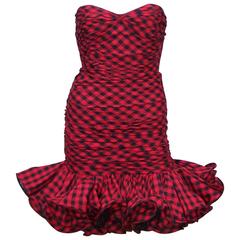 Fun & Flirty Emanuel Ungaro 1980's Plaid Strapless Dress 11
