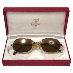 New Vintage Cartier Panthere GM 54MM Gold Heavy Plated Sunglasses France 18k