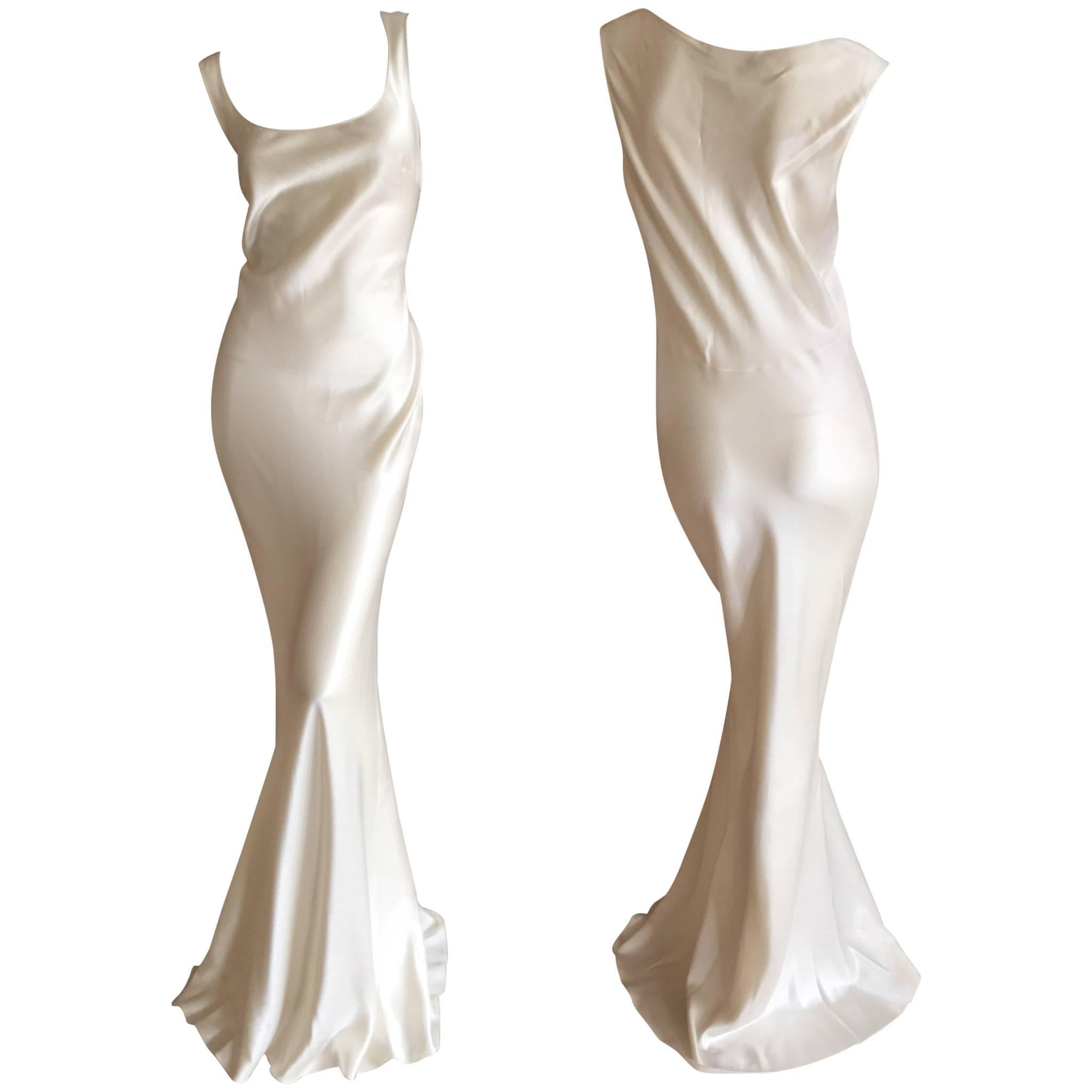 John Galliano Vintage 1990's Bias Cut Ivory / Pearl Evening Dress