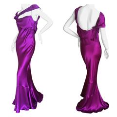 John Galliano VIntage Bias Cut  Amethyst Charmeuse Evening Gown