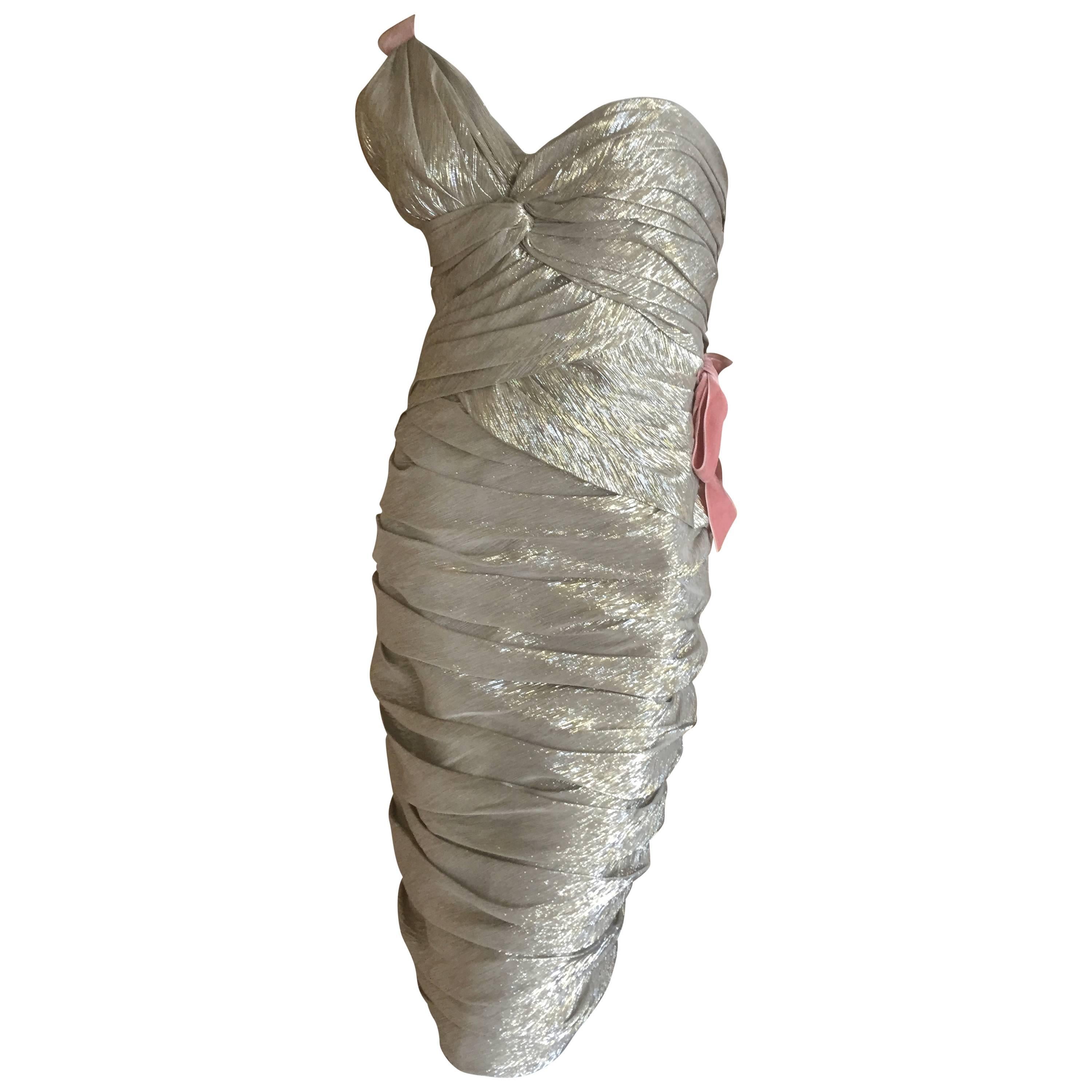 Oscar de la Renta Golden One Shoulder Dress