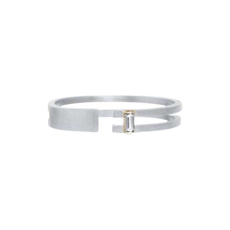 Saphir 9K Gold Sterlingsilber Ring mit doppelten Linien im Angebot