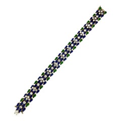 1960’s 18k Gold Diamond Enamel Bracelet