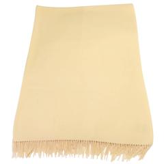 Retro Hermes Paris Cream Cashmere Fringe Blanket