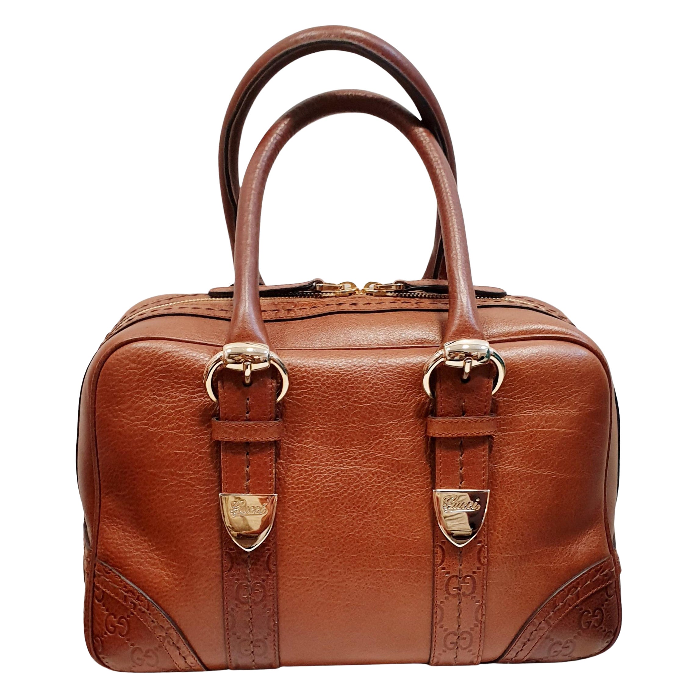 Gucci  Boston Brown Leather Shoulder Bag