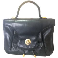 Retro Bally black leather retro pop design bag, business purse. Unisex.