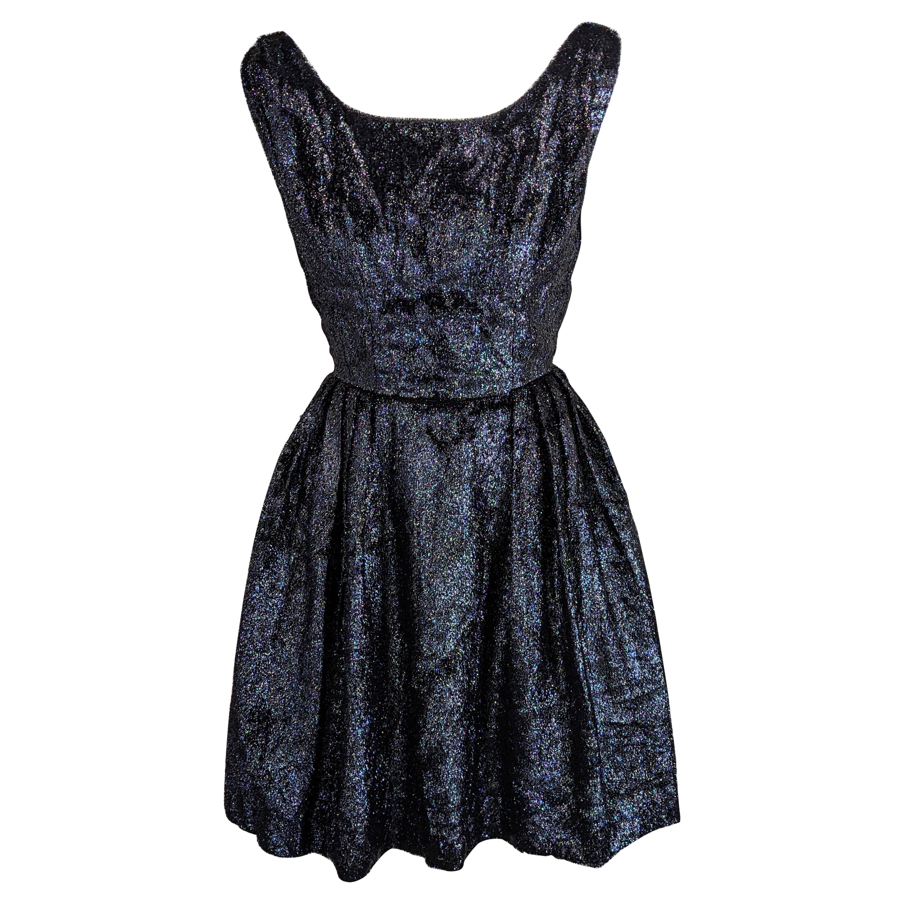 1960's Tinsel Velvet Cocktail Dress For Sale