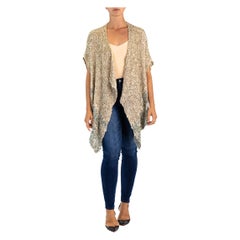 Retro 1990S DONNA KARAN Oyster Grey Silk Knit Pale Ombre Cardigan