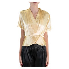 1930S Black & Gold Silk Crepe Back Satin Jacquard Accent Lounge Pajamas