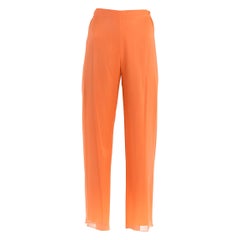 1990S Salmon Pink Silk Chiffon Pants With Side Slits