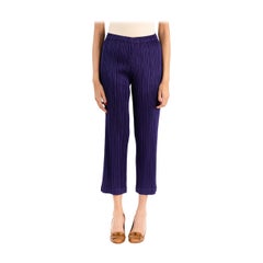1990S Issey Miyake Pantalon à plis en polyester violet