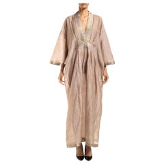 MORPHEW COLLECTION Dusty Pink Silk Kaftan Made From Vintage Sari