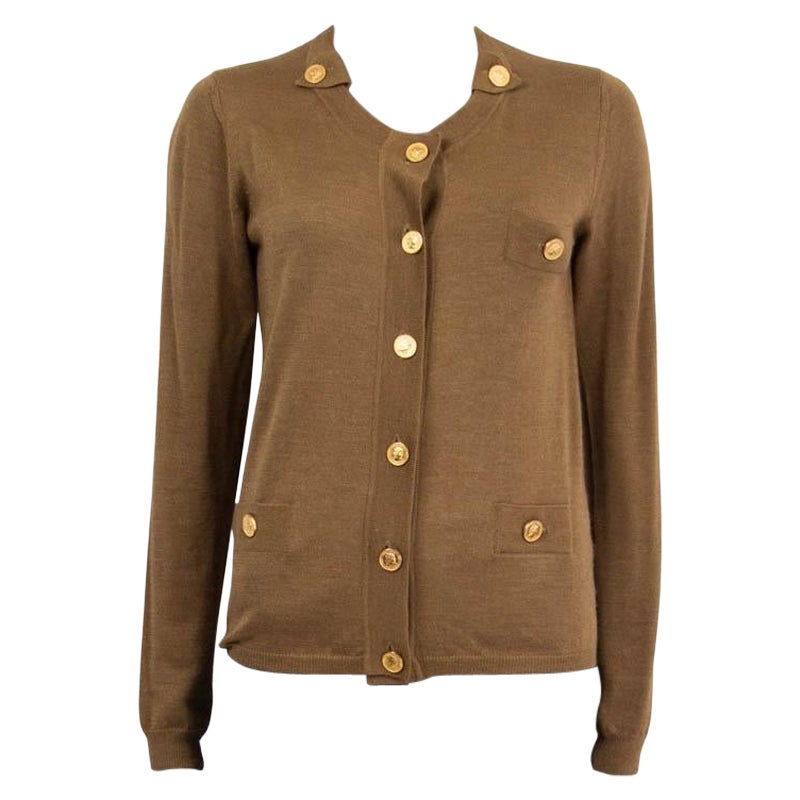 CHLOE bronze brown cashmere & silk BUTTED POCKETS Cardigan Sweater S For Sale