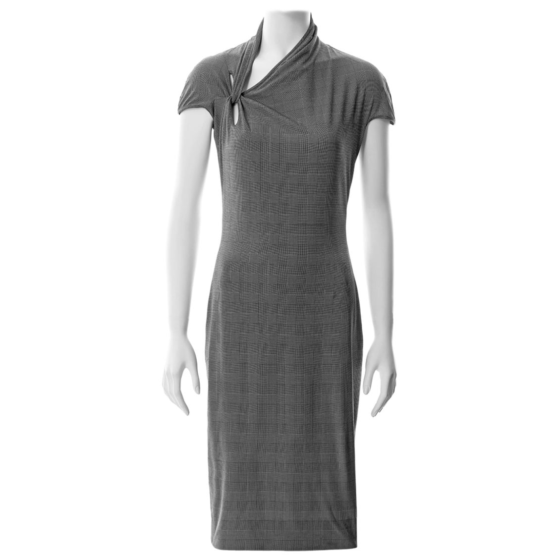 Christian Dior by John Galliano grey checked nylon sheath dress, ss 2000 For Sale