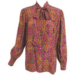 Vintage Yves Saint Laurent YSL Moorish silk print blouse 1970s 6