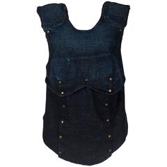 A.F. Vandevorst backless armour vest in distressed indigo denim, circa 200