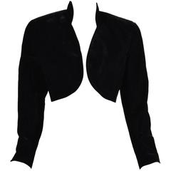 Vintage Escada Black Velvet Cropped Bolero Jacket SZ 42