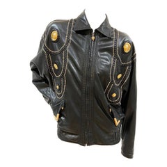 Vintage Gianni Versace Embellished Leather Jacket