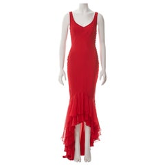 John Galliano red double-layered silk chiffon evening dress, ss 2008