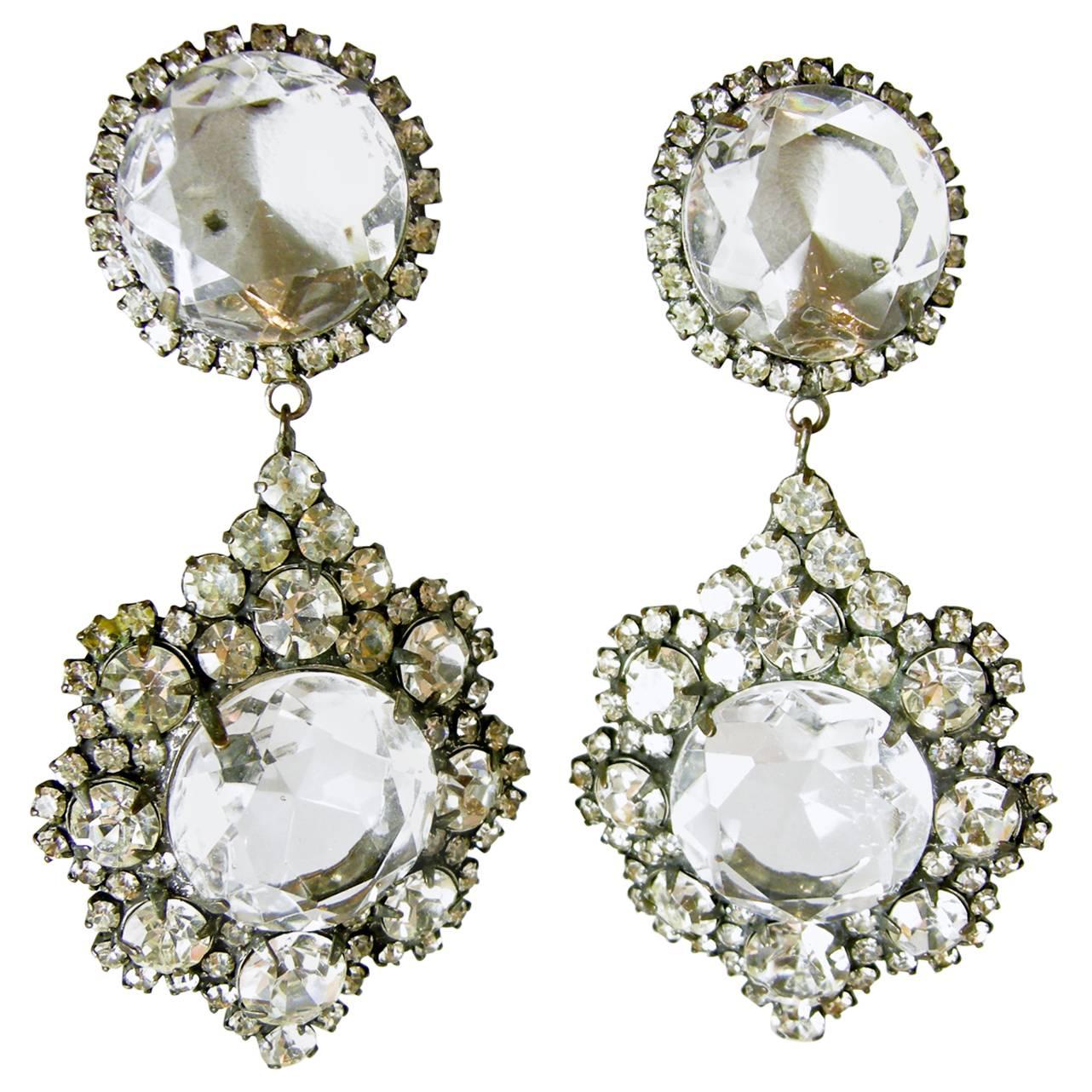 Vintage 1960’s K.J.L Crystal Drop Earrings