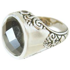 Vintage Signed “Barse” Large Faceted Amethyst Sterling Silver Ring