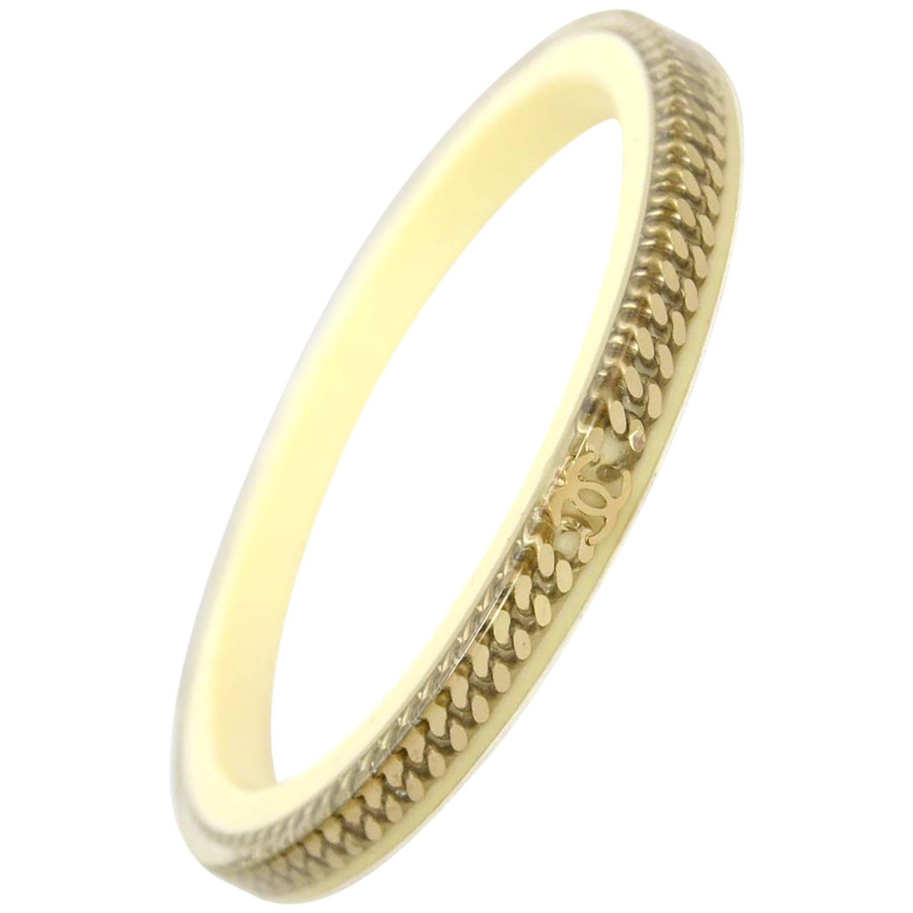 Chanel Ivory Resin & Goldtone Chain Link Bangle Bracelet