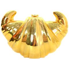 Charlotte Olympia Gold-Croissant Abendtasche GHW
