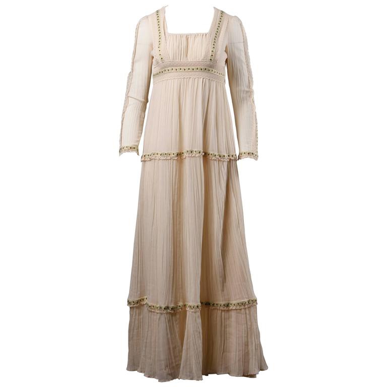 empire waist peasant dress Short Sleeve Empire Waist Maxi Dress M