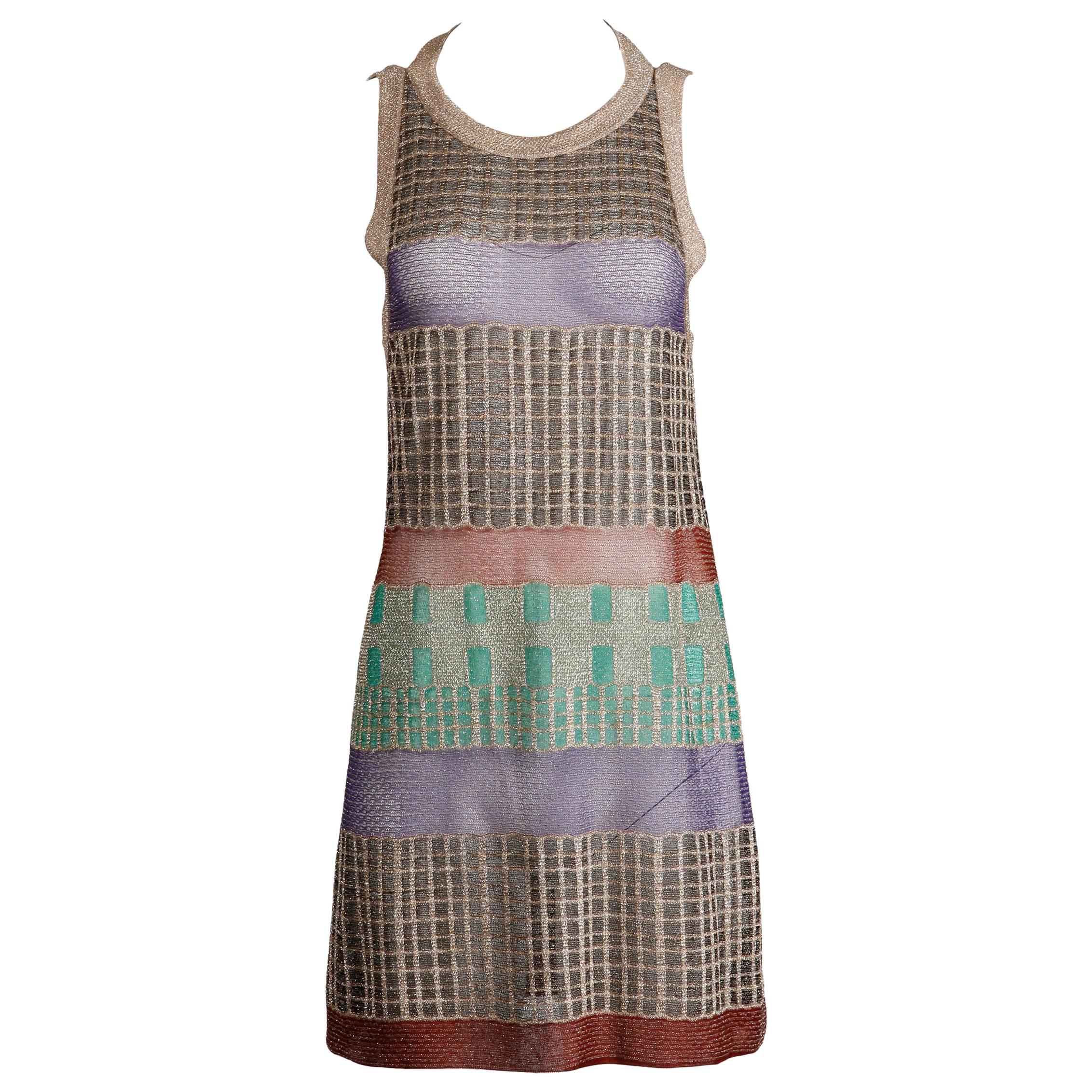 Missoni Metallic Sheer Knit Dress with an Open Back For Sale