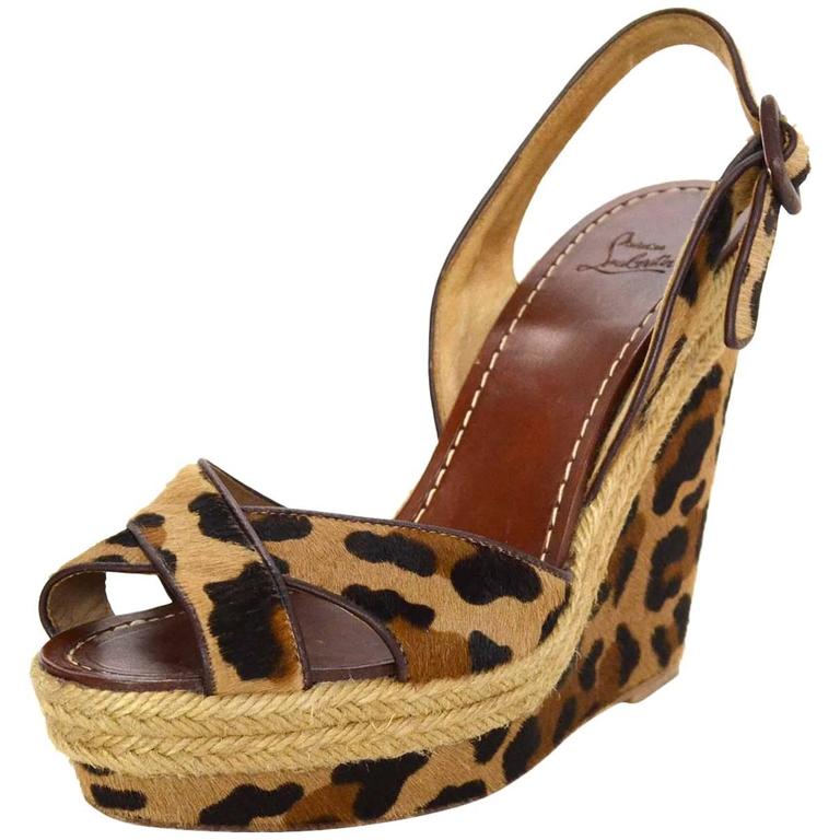 leopard louboutin wedges