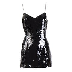 Thierry Mugler couture numbered black sequins spaghetti straps mini dress or top
