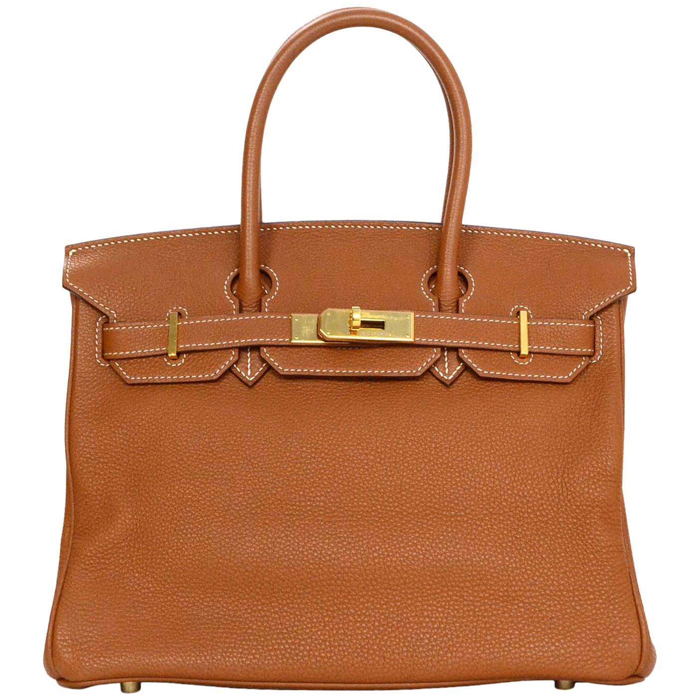 Hermes Tan/Gold Togo Leather 30cm Birkin Bag GHW
