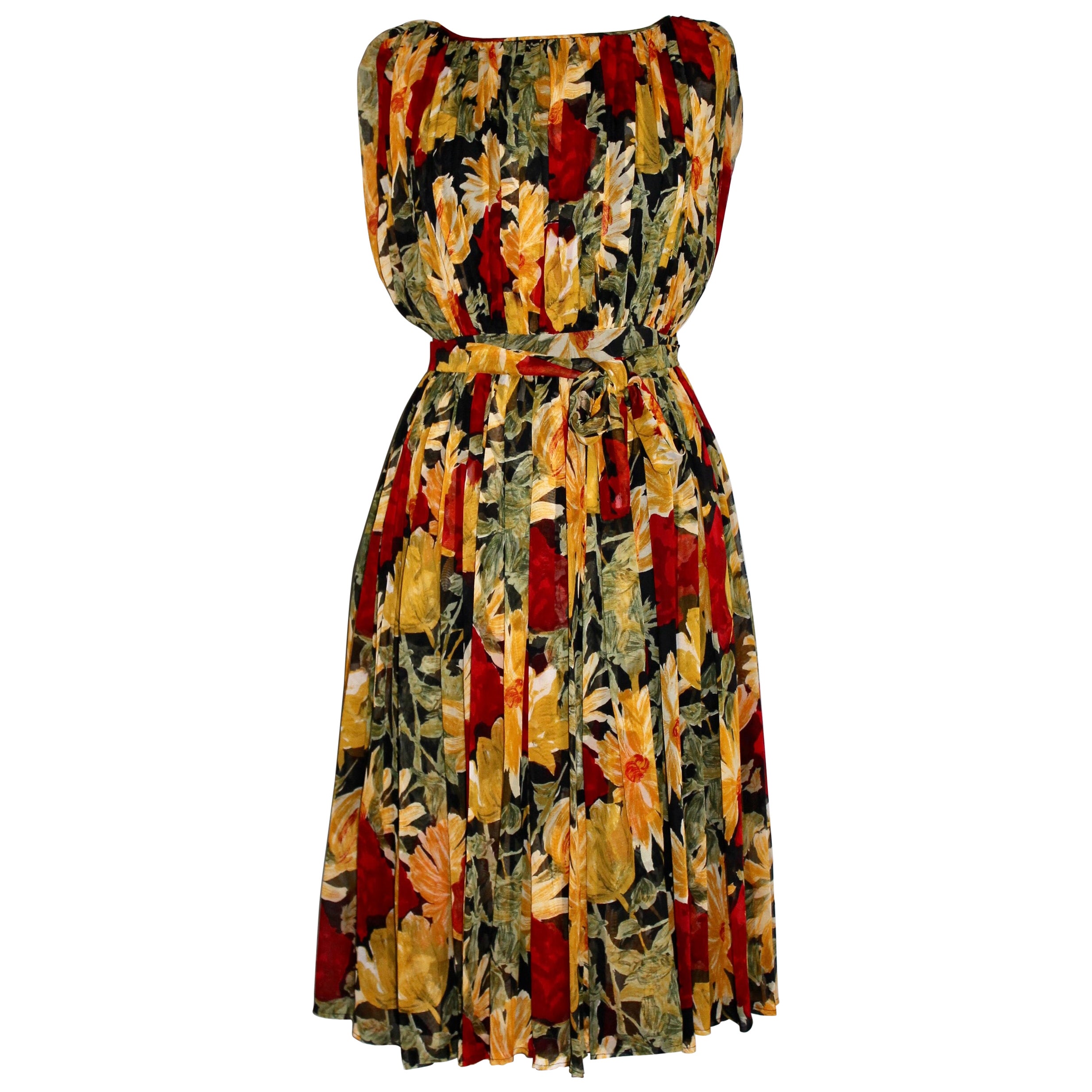 Claire McCardell (attributed) by Townley Floral Chiffon Dress For Sale