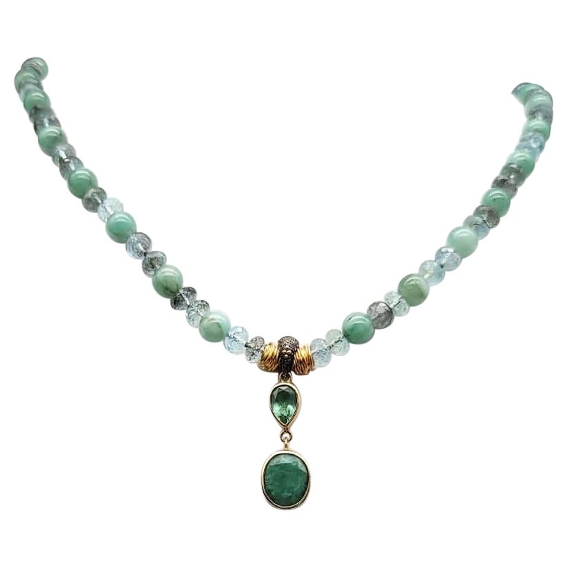 A.Jeschel Emerald pendant and Aquamarine necklace.