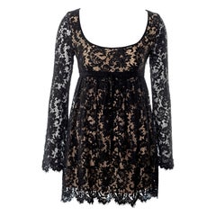 Used Gucci by Tom Ford black lace long sleeve mini dress, ss 1996