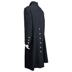 Diamonte Buttoned Black Evening Coat