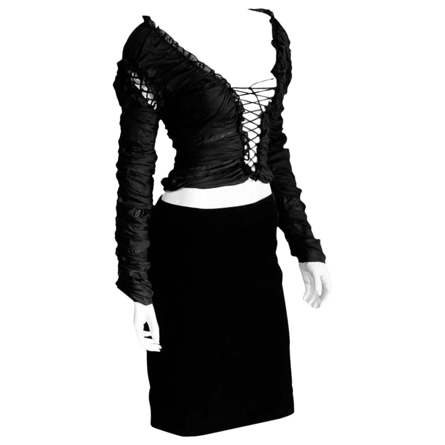 Iconic Tom Ford For YSL Rive Gauche FW 2001 "Mummy" Runway Blouse & Skirt! FR 38