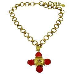 Christian Lacroix Vintage Cross Pendant Necklace 12