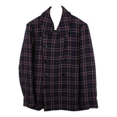 Dries Van Noten Peacoat Tartan Wool Check Men Jacket Size 52IT(L)