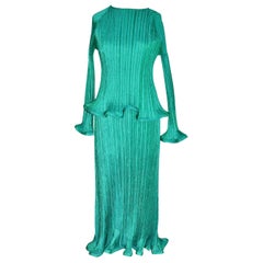Retro Issey Miyake 1990's Pleated Sculptural Dress and Overtop