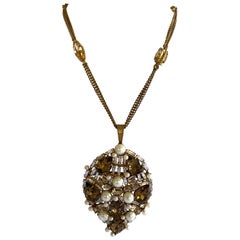 Français Vintage Roger Scemama  Collier broche/pendentif en perles de rocaille