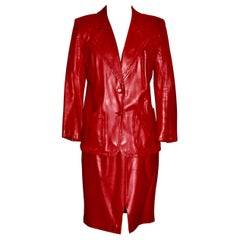 YSL Yves Saint Laurent Red Leather Suit