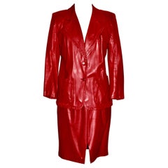 YSL Yves Saint Laurent Red Leather Suit