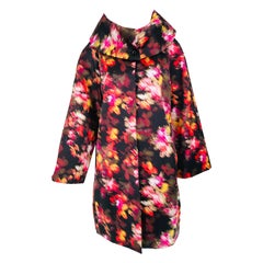 Versace Watery Floral Silk Coat with Rolled Stand Away Collar NWT