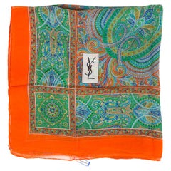 Multicolour Saint Laurent YSL Paisley Print Silk Georgette Shawl