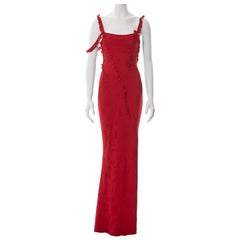 John Galliano red satin-damask evening dress, ss 2002