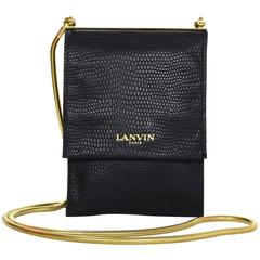 Lanvin Black Embossed Leather Flat Sugar Crossbody Bag rt. $985