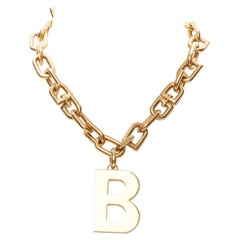 new BALENCIAGA Demna Big B Chain pendant gold chunky chain short necklace