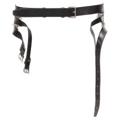 rare ANN DEMEULEMEESTER black leather convertible 3-in-1 wide belt S